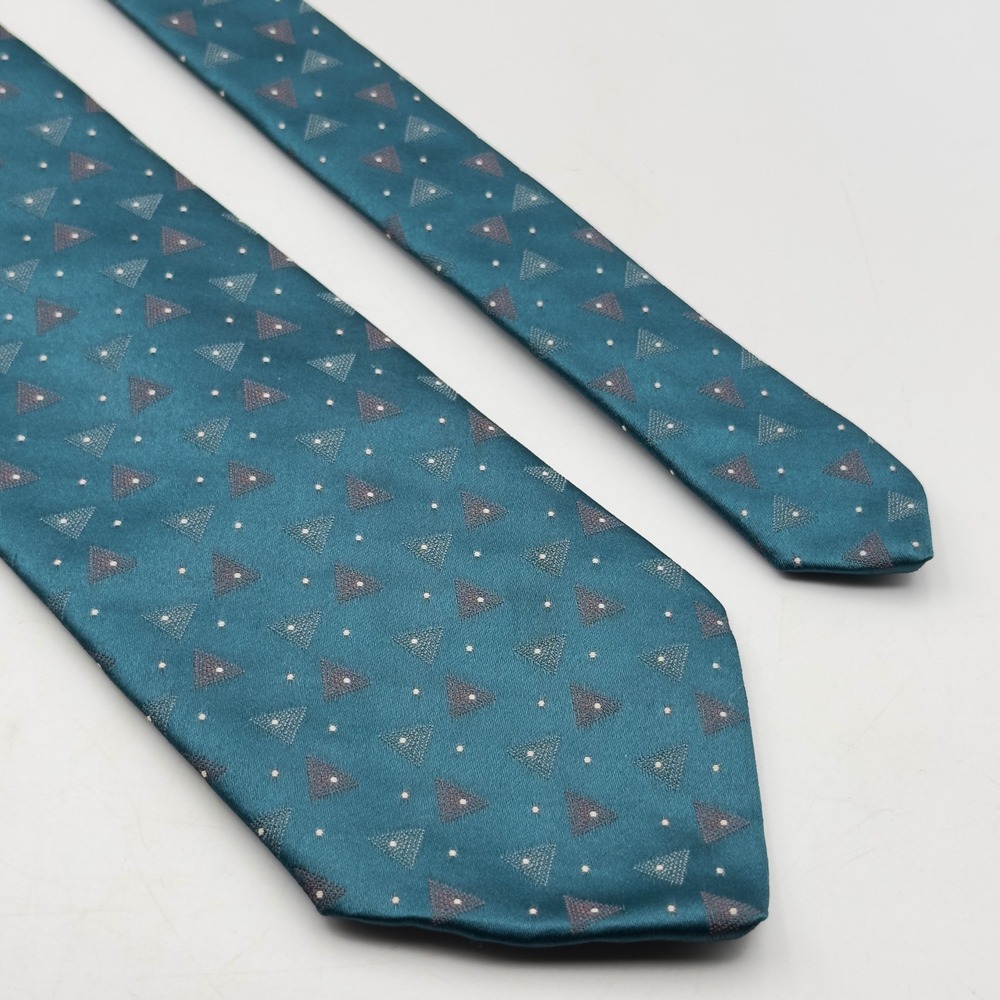 The American Edition Collection Mens Teal‎ Geometric Triangle Silk Blend Tie USA